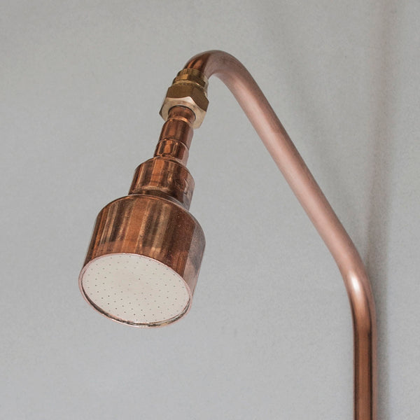 Outdoor shower head handmade in pure copper and brass by Switchrange